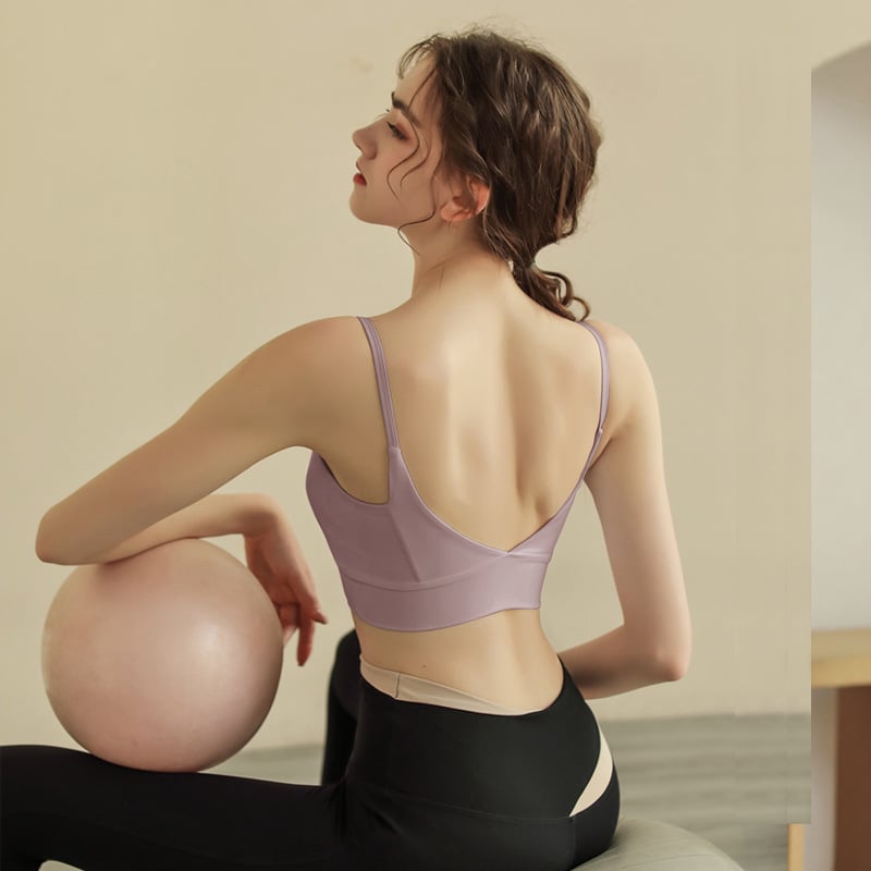 TSN Αθλητικό σουτιέν - χωρίς πλάτη, με πλήρη κάλυψη, λεπτή φόρμα με καλουπία, σταθεροί διπλοί ιμάντες, νάιλον ύφασμα