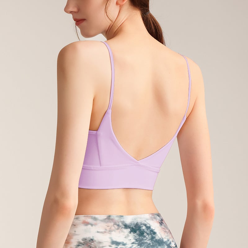 TSN Αθλητικό σουτιέν - χωρίς πλάτη, με πλήρη κάλυψη, λεπτή φόρμα με καλουπία, σταθεροί διπλοί ιμάντες, νάιλον ύφασμα