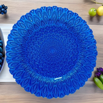 Euroopa stiilis kristallklaasist puuvilja- ja suupisteplaat, ümmargune, käsitsi joonistatud pind