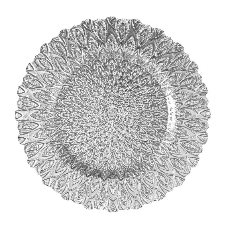 Euroopa stiilis kristallklaasist puuvilja- ja suupisteplaat, ümmargune, käsitsi joonistatud pind