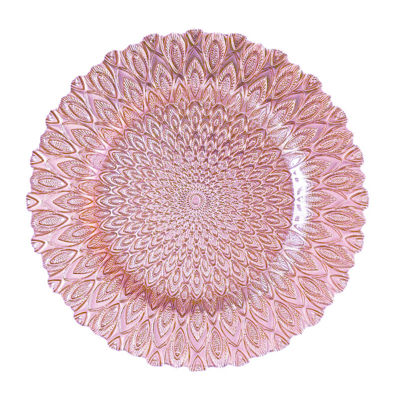 Euroopa stiilis kristallklaasist puuvilja- ja suupisteplaat, ümmargune, käsitsi joonistatud pind