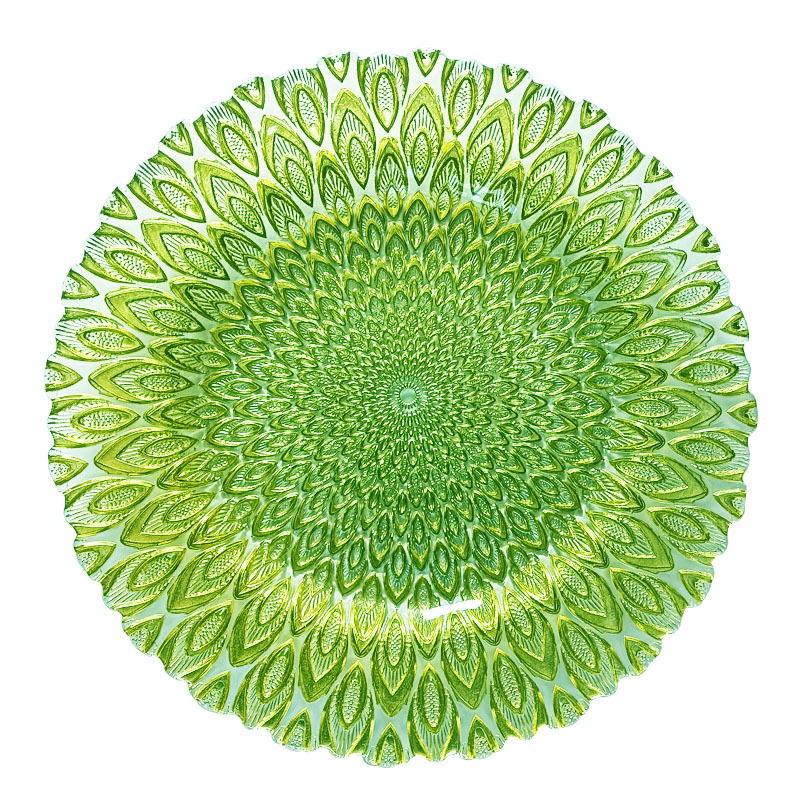 Euroopa stiilis kristallklaasist puuvilja- ja suupisteplaat, ümmargune, käsitsi joonistatud pind