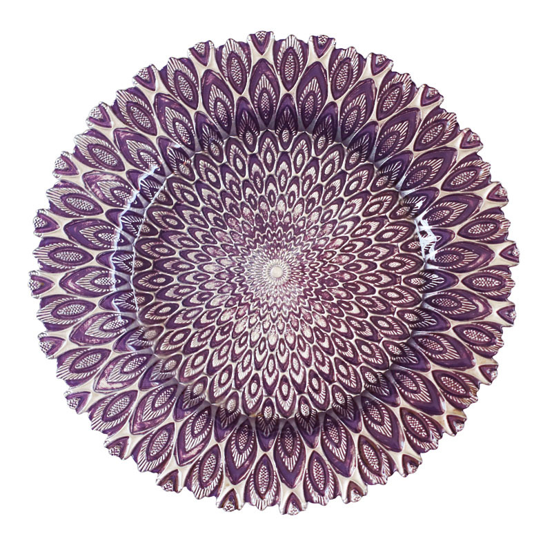 Euroopa stiilis kristallklaasist puuvilja- ja suupisteplaat, ümmargune, käsitsi joonistatud pind