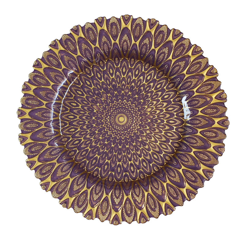 Euroopa stiilis kristallklaasist puuvilja- ja suupisteplaat, ümmargune, käsitsi joonistatud pind