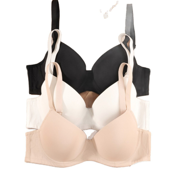 Sima varrás nélküli push-up melltartó merevítővel, 3/4 kosár, közepes alakú kosár, hátsó négy sor kampóval záródó