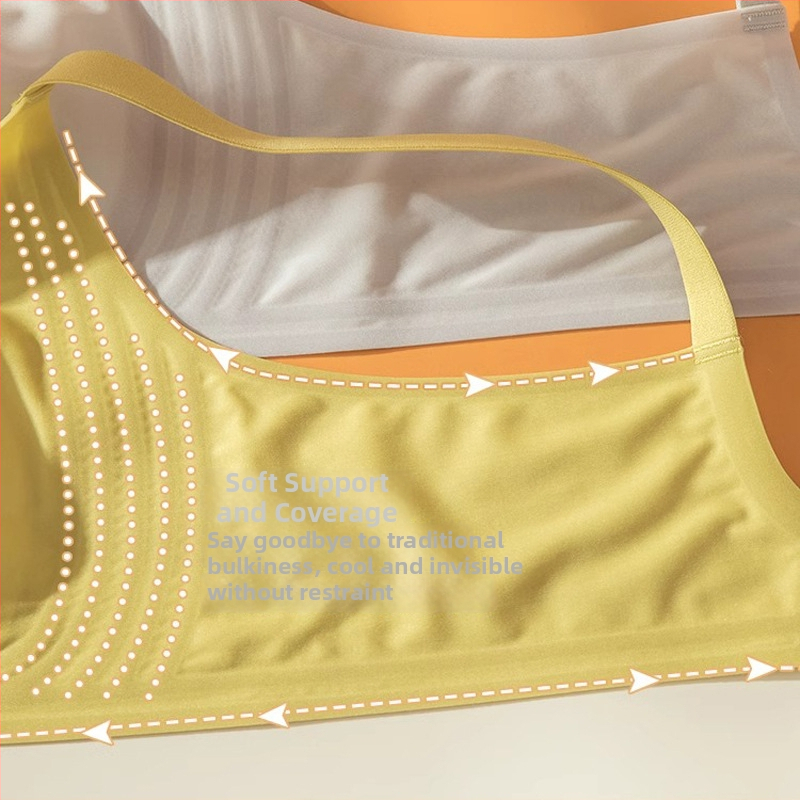 Σουτιέν χωρίς ραφές από ice silk, με λεπτές διαμορφωμένες κάψες, ήπια στήριξη, σταθερά διπλά λουριά και πίσω κούμπωμα τεσσάρων σειρών