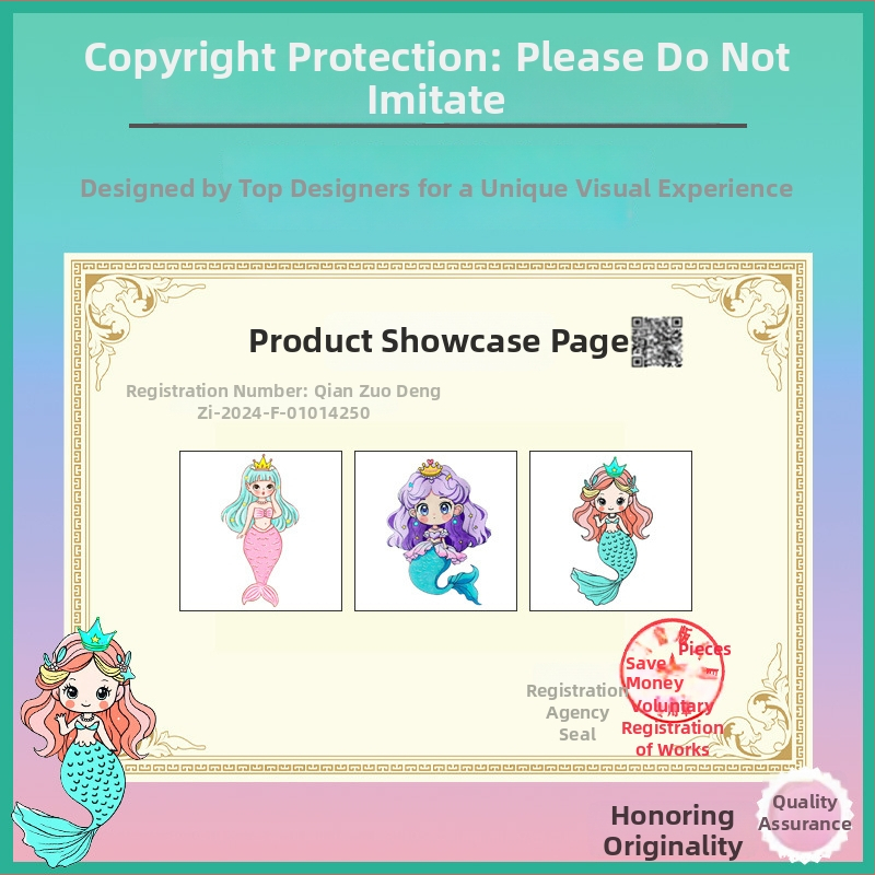 Detský prsteň s témou morskej panny, plast/živica, kórejský štýl, prispôsobiteľný