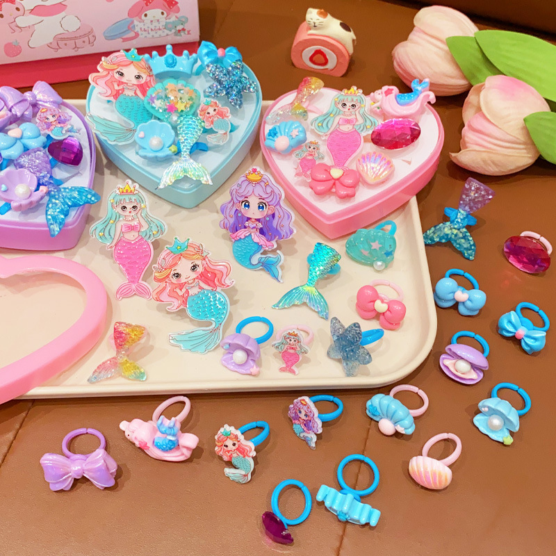 Sellő témájú gyerekgyűrű, műanyag/gyanta, koreai stílus, testreszabható