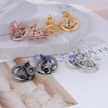 Naušnice Saturn Series s 3D staklenim perlama, srebrnom ugradnjom, dječji stil