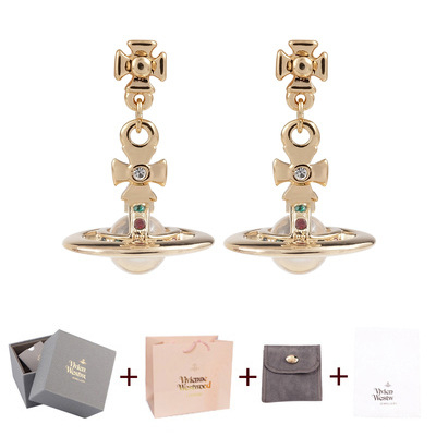 Naušnice Saturn Series s 3D staklenim perlama, srebrnom ugradnjom, dječji stil