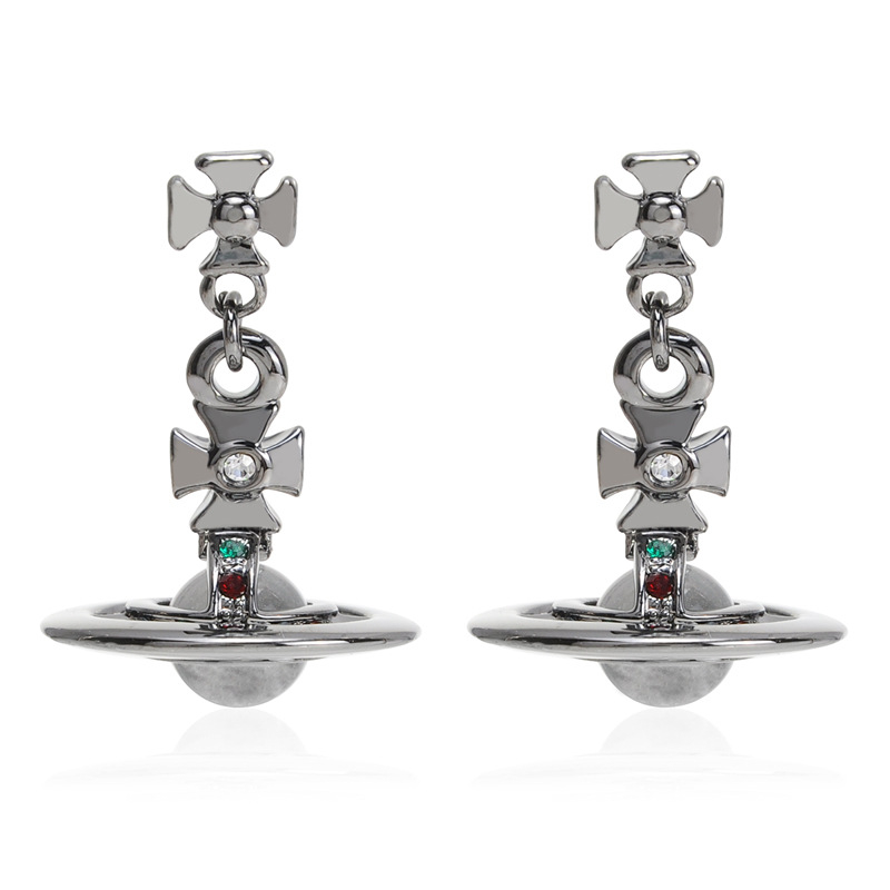 Naušnice Saturn Series s 3D staklenim perlama, srebrnom ugradnjom, dječji stil