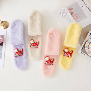 Șal pentru copii din poliester, model monocrom, vopsire tie-dye, păstrează căldura, iarnă 2025