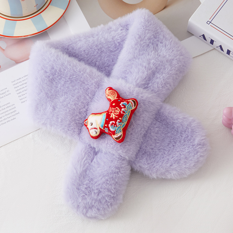 Șal pentru copii din poliester, model monocrom, vopsire tie-dye, păstrează căldura, iarnă 2025