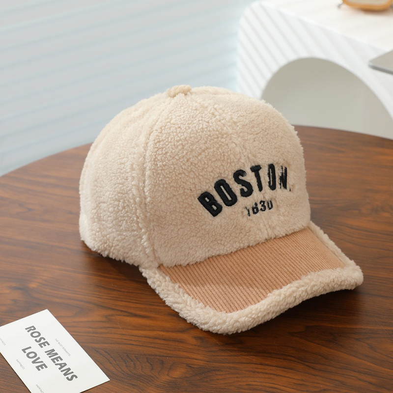 Dječja zimska baseball kapa za dječake, korejski stil s bojom blok dizajnom, pliš materijal, model 2269-39