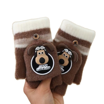 Bērnu puspirksta cimdi ar karikatūru rakstu – adīti, universāli, silti, vecumam 4–10 gadiem, der ziemai, rudenim un pavasarim