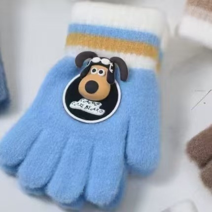 Bērnu puspirksta cimdi ar karikatūru rakstu – adīti, universāli, silti, vecumam 4–10 gadiem, der ziemai, rudenim un pavasarim