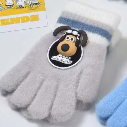 Bērnu puspirksta cimdi ar karikatūru rakstu – adīti, universāli, silti, vecumam 4–10 gadiem, der ziemai, rudenim un pavasarim