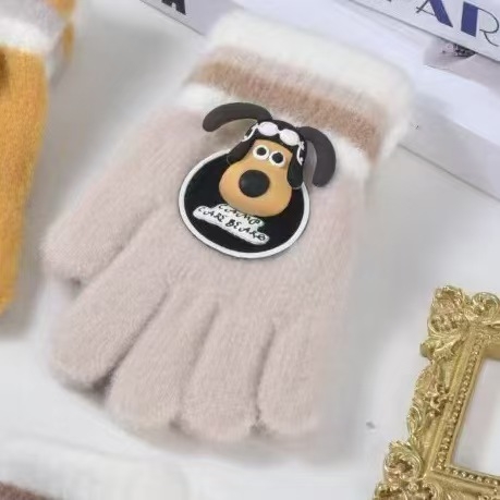 Bērnu puspirksta cimdi ar karikatūru rakstu – adīti, universāli, silti, vecumam 4–10 gadiem, der ziemai, rudenim un pavasarim