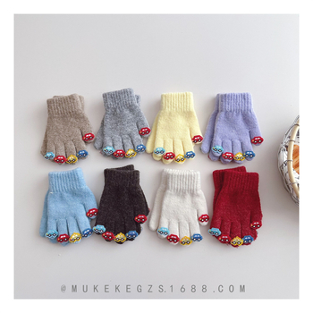 Bērnu piecu pirkstu cimdi stilā Ins Blogger, adīti ar atdalītiem pirkstiem, akrila šķiedra, ziemas siltums, vecuma grupā 4–9 gadi