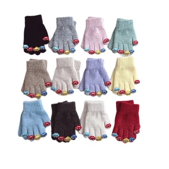 Bērnu piecu pirkstu cimdi stilā Ins Blogger, adīti ar atdalītiem pirkstiem, akrila šķiedra, ziemas siltums, vecuma grupā 4–9 gadi