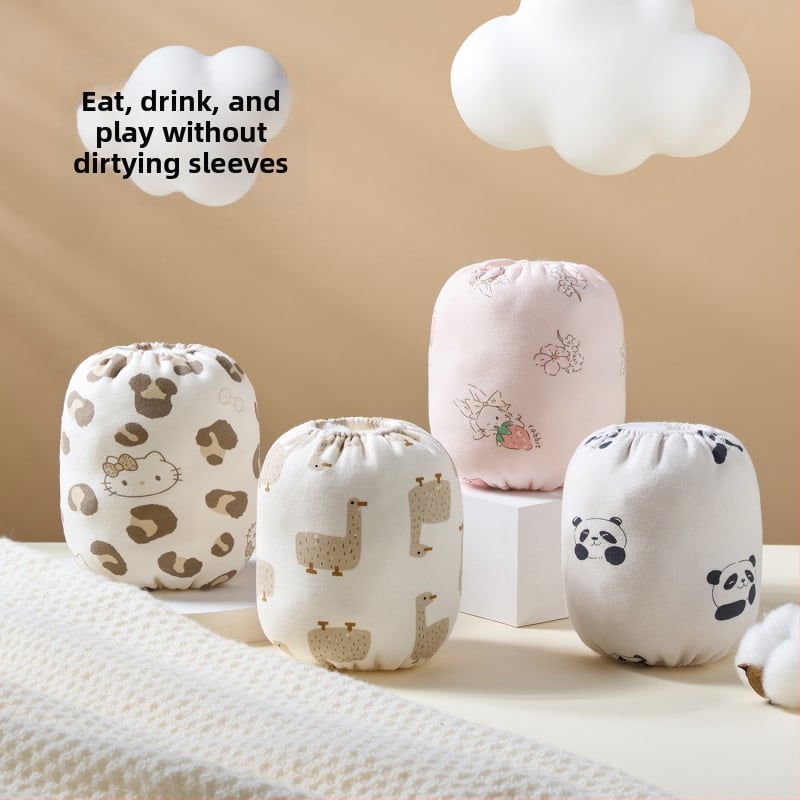 Bērnu 100% kokvilnas piedurknes ar karikatūras rakstu, košļājamās, pret netīrumiem, universālas, zīmols Blue Dad, vecuma grupai 0–8 gadi (0–1, 1–3, 3–8)