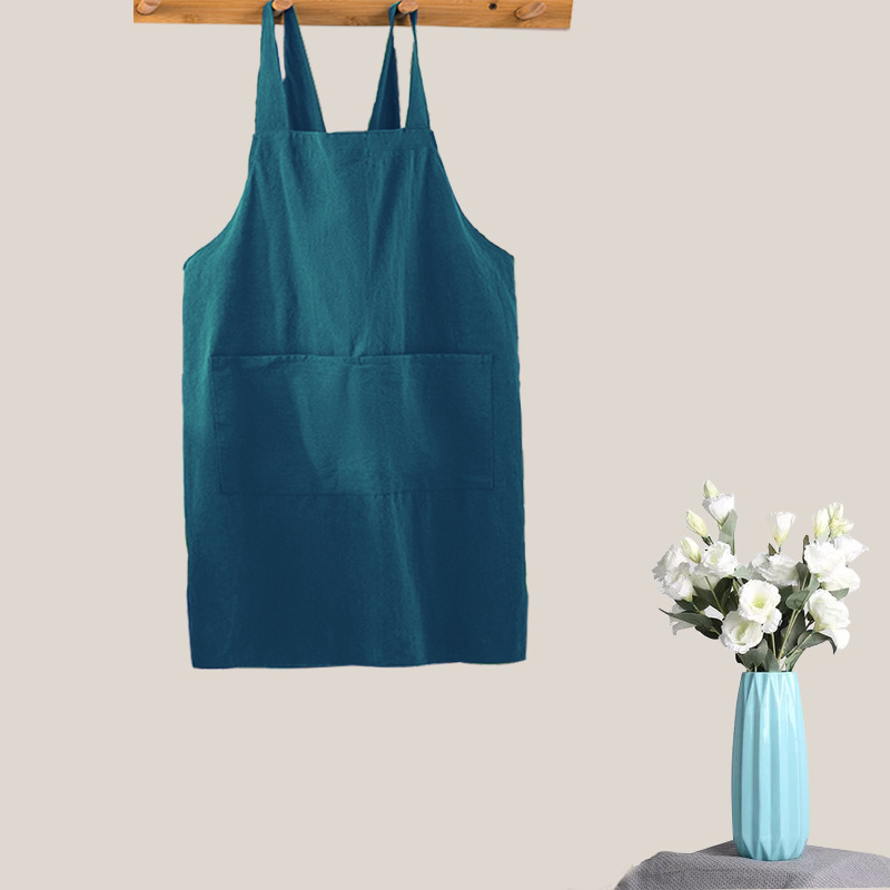 Ποδιά χωρίς μανίκια, κορεατικού στυλ, βαμβακερή, ανθεκτική στους λεκέδες, μονόχρωμη