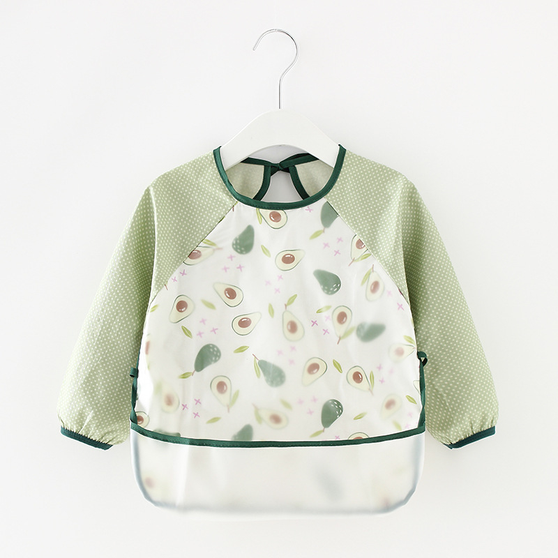 Ποδιά με μακριά μανίκια, αδιάβροχη, 100% βαμβάκι, μοτίβο ζώων σε καρτούν, για παιδιά 3-8 ετών