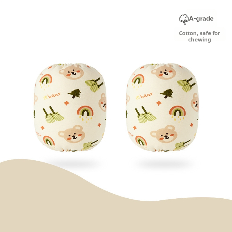 Zīdaiņu roku aizsargi no 100% kokvilnas — pret netīrumiem, reljēts karikatūru raksts, universāls, vecums 0–8 gadi