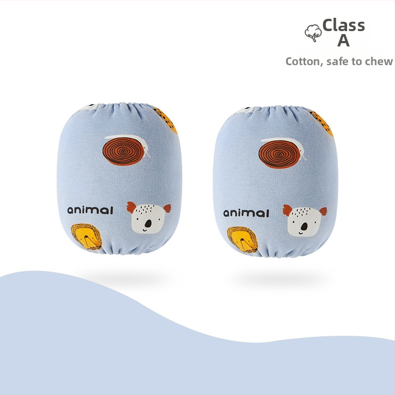 Zīdaiņu roku aizsargi no 100% kokvilnas — pret netīrumiem, reljēts karikatūru raksts, universāls, vecums 0–8 gadi