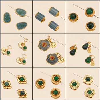 Hongma jáde medál, 925 ezüst aranyozott bevonattal, intarzázott kivitel, uniszex, levél alakú