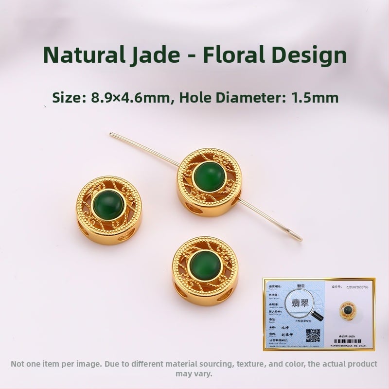 Hongma jáde medál, 925 ezüst aranyozott bevonattal, intarzázott kivitel, uniszex, levél alakú