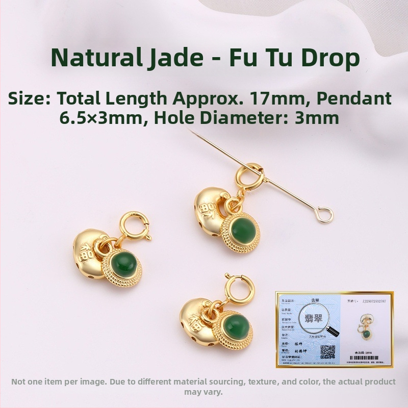 Hongma jáde medál, 925 ezüst aranyozott bevonattal, intarzázott kivitel, uniszex, levél alakú