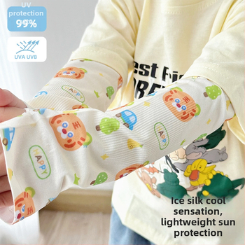 Bērnu UV aizsargrokas piedurknes ar karikatūras rakstu – Ice Silk, Nailons, Unisex, 1–13 gadi