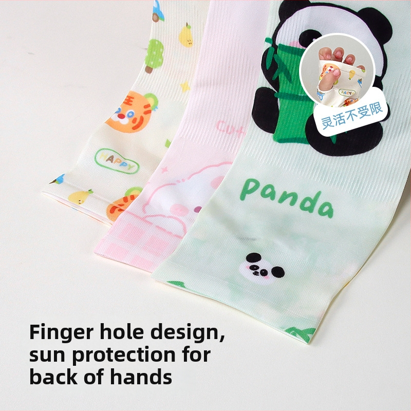Detské UV ochranné rukáviky s Cartoon vzorom – Ice Silk, Nylon, Unisex, 1–13 rokov