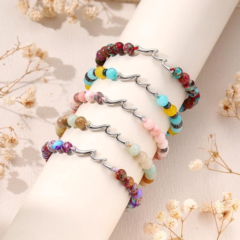 Brățară din piatră naturală, țesută manual, design în valuri, unisex, model M-104200