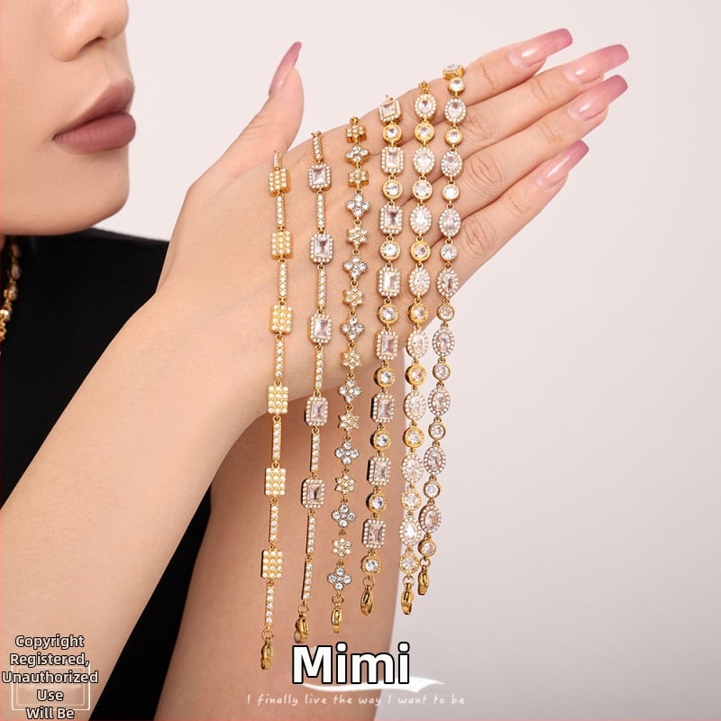 Titaani-terasest geomeetriline zirkonkäevõru - käsitöö, naiste ehted