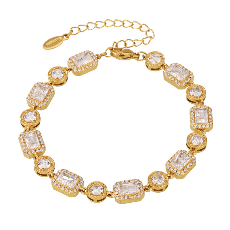 Titaani-terasest geomeetriline zirkonkäevõru - käsitöö, naiste ehted