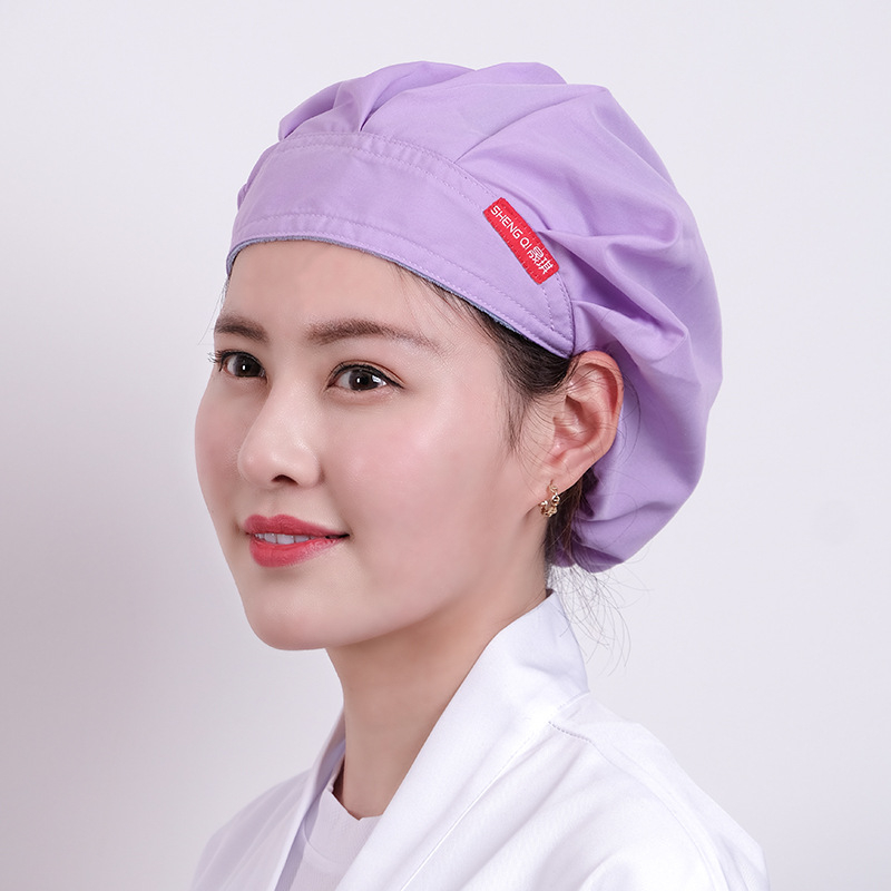 Șapcă de bucătărie din bumbac pentru femei, cu formă de cupolă, fără vizieră, model monocrom, imprimare logo disponibil