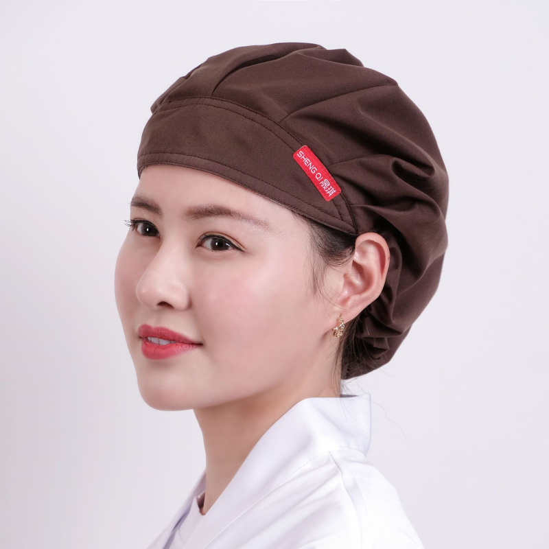 Șapcă de bucătărie din bumbac pentru femei, cu formă de cupolă, fără vizieră, model monocrom, imprimare logo disponibil