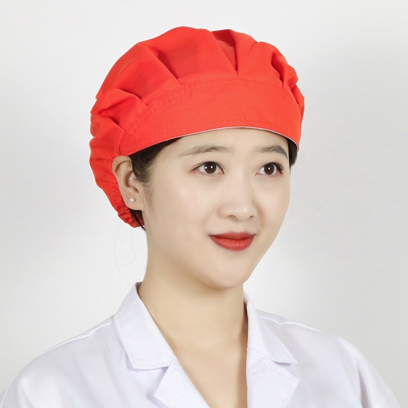 Șapcă de bucătărie din bumbac pentru femei, cu formă de cupolă, fără vizieră, model monocrom, imprimare logo disponibil