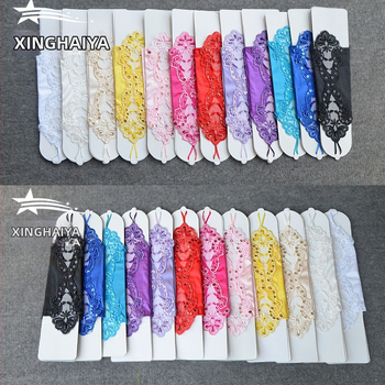 Meitenēm bezpirkstu mežģīņu cimdi, kāzu tērpa aksesuārs, izšūti, vienkrāsains dizains