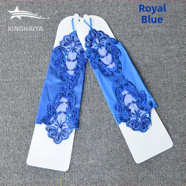 Meitenēm bezpirkstu mežģīņu cimdi, kāzu tērpa aksesuārs, izšūti, vienkrāsains dizains