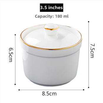 Porcelāna ūdens vannas trauks ar vāku un karoti — apaļš, mikroviļņu drošs, ar logotipu