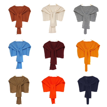 Vuneni pleteni šal s vertikalnim prugama, dekorativni dodatak za ljeto, proljeće i jesen