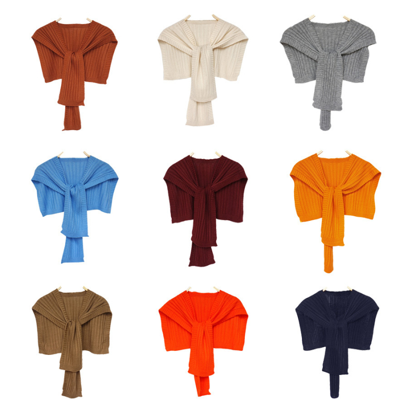 Vuneni pleteni šal s vertikalnim prugama, dekorativni dodatak za ljeto, proljeće i jesen