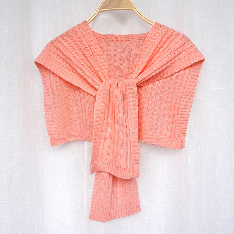 Vuneni pleteni šal s vertikalnim prugama, dekorativni dodatak za ljeto, proljeće i jesen