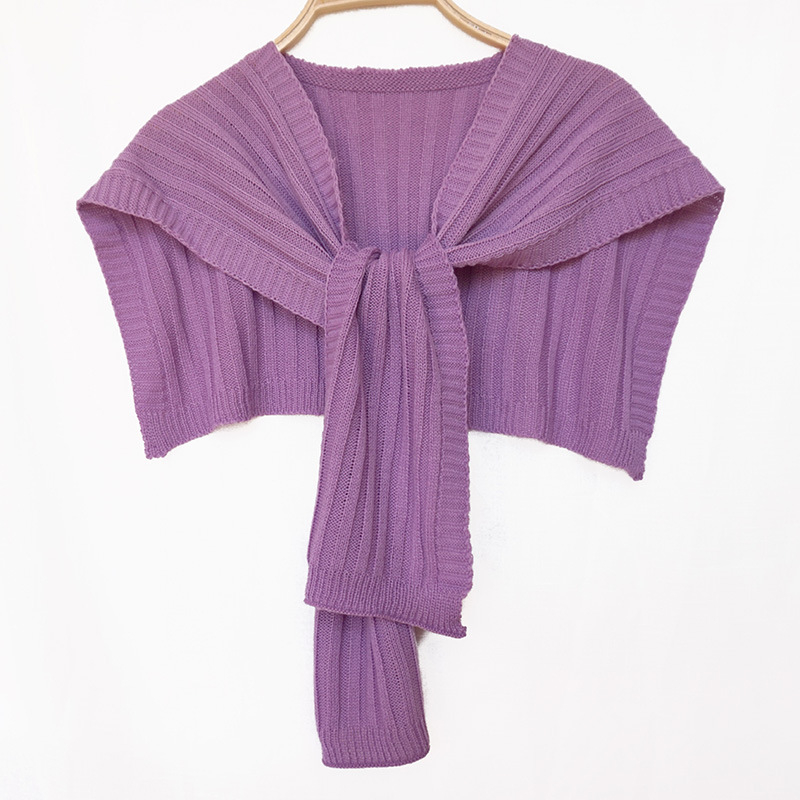 Vuneni pleteni šal s vertikalnim prugama, dekorativni dodatak za ljeto, proljeće i jesen