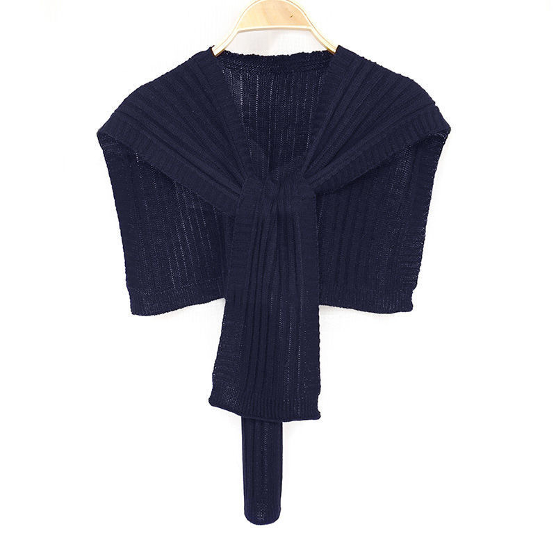 Vuneni pleteni šal s vertikalnim prugama, dekorativni dodatak za ljeto, proljeće i jesen