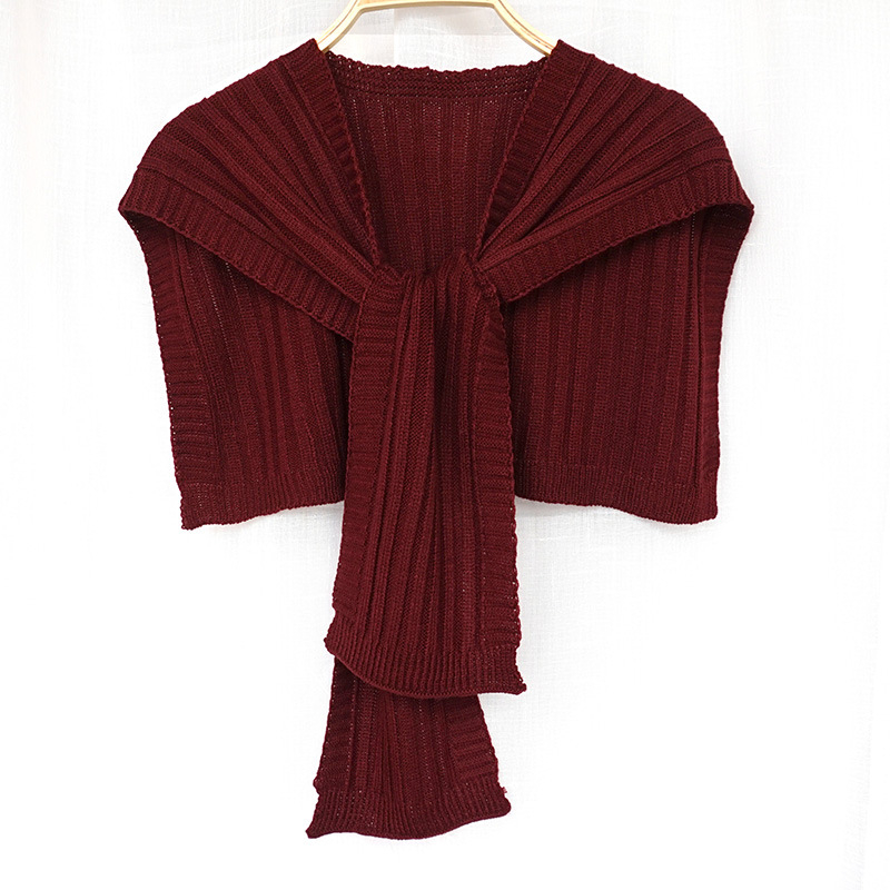 Vuneni pleteni šal s vertikalnim prugama, dekorativni dodatak za ljeto, proljeće i jesen