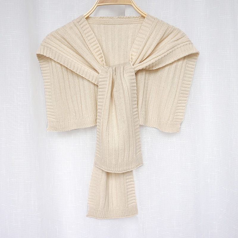 Vuneni pleteni šal s vertikalnim prugama, dekorativni dodatak za ljeto, proljeće i jesen